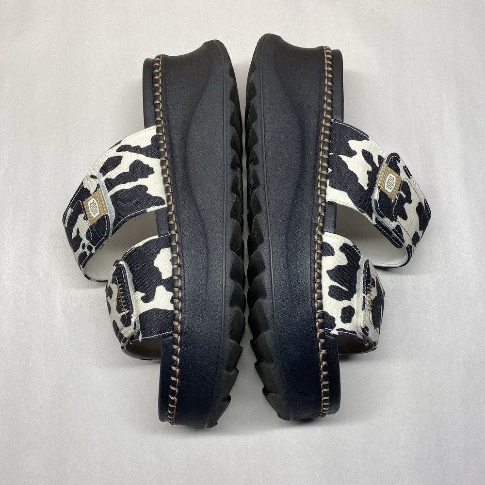 Hey Dude Sandal Womens Sz 10 Delray Classic Platform Slide Whipstitch Black Cow - Picture 7 of 13
